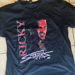 Black Graphic Tee with Red and Pink Design